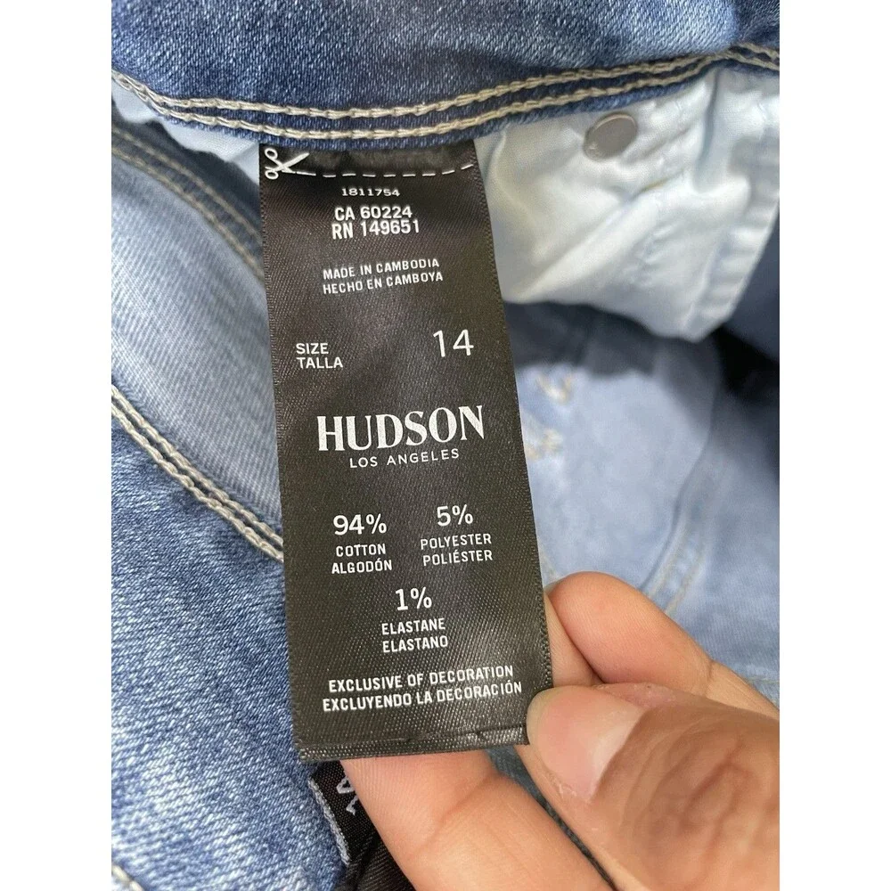 Hudson Ankle Straight Leg Women’s 14 Mid Rise Flap Pocket Jeans Stretch Denim